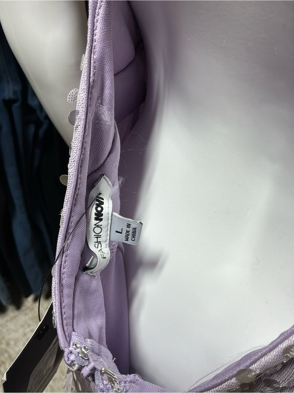 Fashion Nova Lavender Sequin V-Neck Prom Gown - Picture 8 of 8